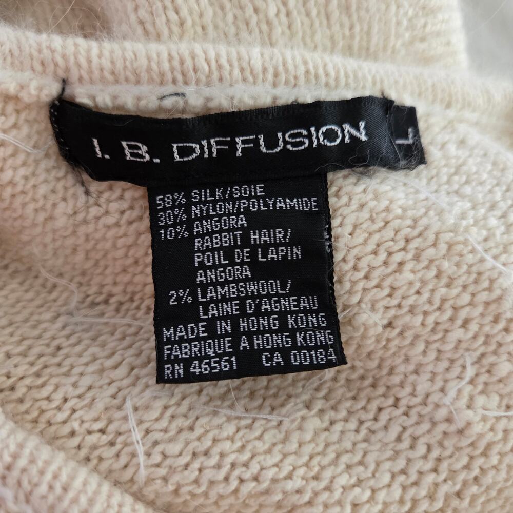 I.B. Diffusion Vintage 80s Silk Angora Wool Beaded Dolman Sleeve Sweater LARGE - Picture 9 of 10